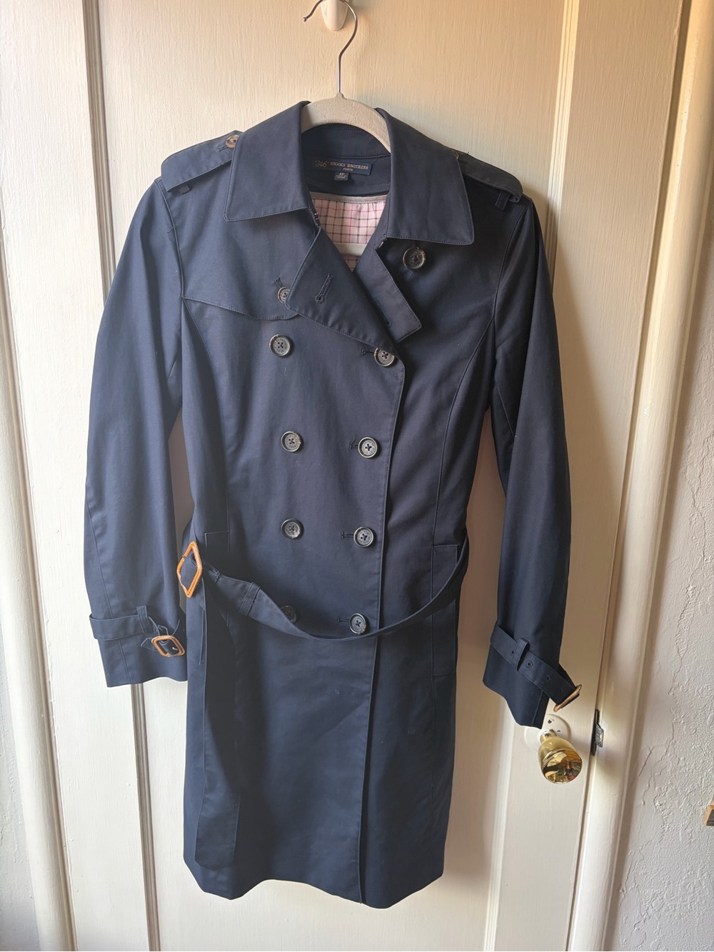 Brooks Brothers Water Repellent Navy Trench Coat with Removable Wool Liner